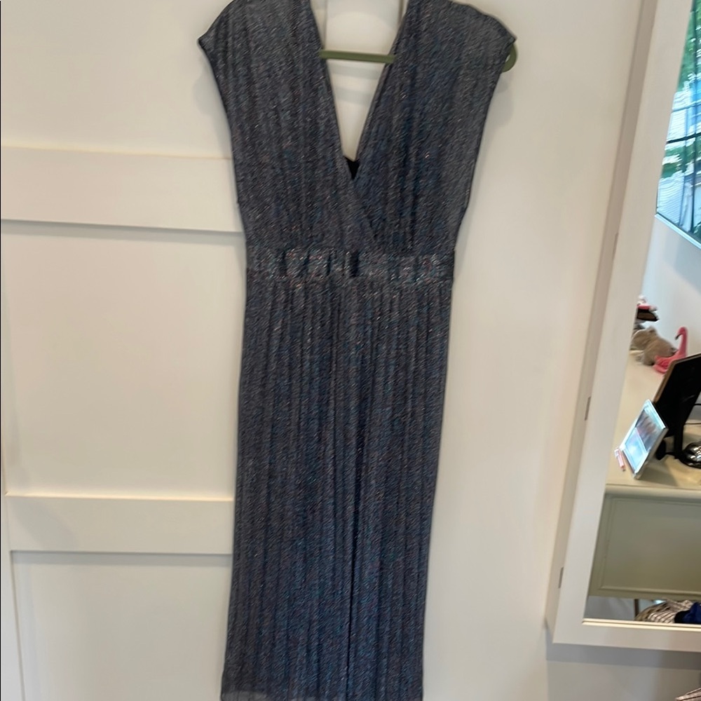 Moulinette Soeurs Gray Pleated Sheath Dress